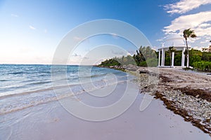 Beach and wedding chapel at riviera maya near Cancun and Tulum i