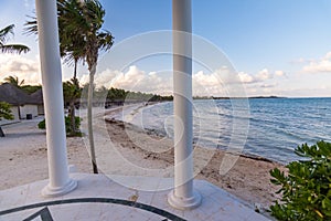 Beach and wedding chapel at riviera maya near Cancun and Tulum i