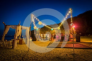 Beach Wedding at night Curacao Views