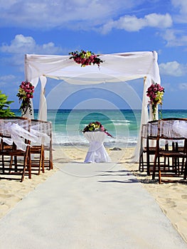 Beach wedding preparation