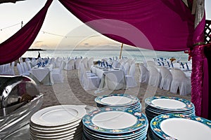 Beach wedding reception buffet