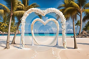 beach wedding venue, wedding setup, cabana, arch, gazebo decorated with flowers, beach wedding setup