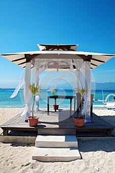 Beach weddings pavilion in Gili islands photo