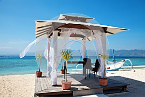 Beach weddings pavilion in Gili islands