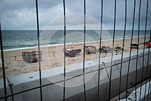 at the beach of Westerland on the island of Sylt there are garbage containers