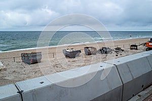 at the beach of Westerland on the island of Sylt there are garbage containers