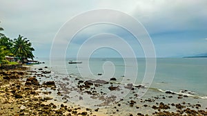 Beach where the water recedes during the day