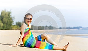 Beach woman funky happy