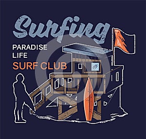 Beach wood house of surfing club