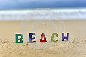 BEACH wood letters on the beach