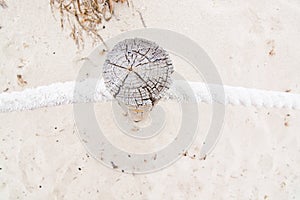 Beach wood pole rope fence