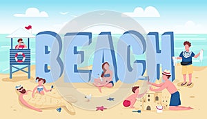 Beach word concepts flat color vector banner