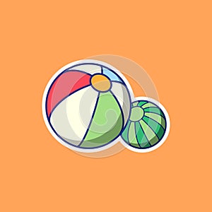 Beachball Vector Illustration. Ball. Kids Toy. Flat Cartoon Style Suitable for Web Landing Page, Banner, Flyer, Sticker, Card,