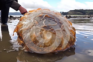 beachcomber finds perfectly preserved jellyfish in shallow tide pool