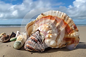 beachcomber finds a rare and beautiful shell among the typical shells on the beach