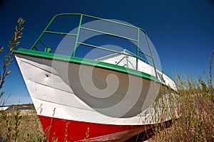 Beached fishing boat near Riverton Manitoba