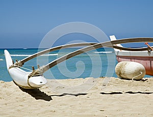 Beached Outrigger Canoe