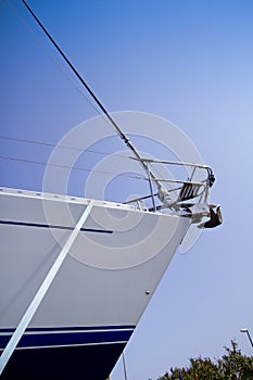 Beached sailboat bow anchor detail