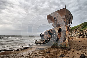 A beached shipwreck