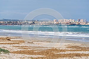 Beaches on the Costa Calida in Murcia with the town of Torrevieja in the background