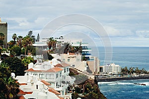 Beaches and hotels of Puerto de la Cruz, Tenerife, Spain