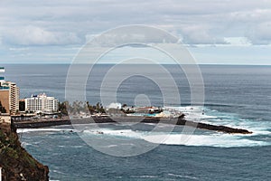 Beaches and hotels of Puerto de la Cruz, Tenerife, Spain