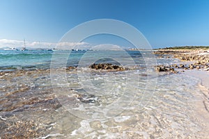 Beaches of the Island of Formentera in the Balearic Islands in Spain