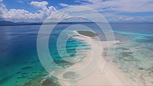 Beaches and islands of the Indian Ocean. Drone view of a tropical island and corral reef in the Indian Ocean. The
