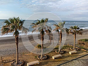 Beaches of Torrox Costa on Costa del Sol, Andalusia, Spain in April. Overwinter is Spain