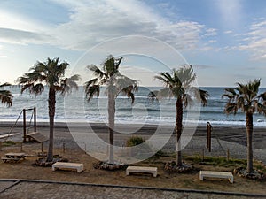 Beaches of Torrox Costa on Costa del Sol, Andalusia, Spain in April. Overwinter is Spain