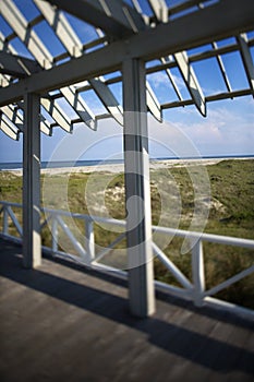Beachfront deck on Bald Head Island.