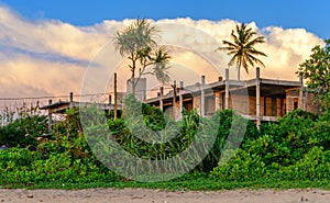 Beachfront hotel construction near the Mahamodara beach, Galle