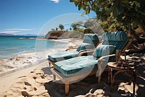 Beachfront reprieve Chaise lounges offer comfort against the backdrop of the ocean