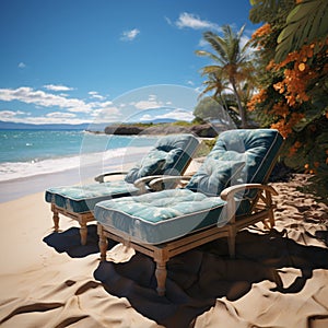 Beachfront reprieve Chaise lounges offer comfort against the backdrop of the ocean