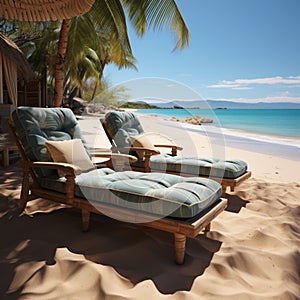 Beachfront reprieve Chaise lounges offer comfort against the backdrop of the ocean