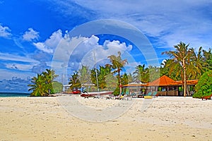 Beachside bar Maldives island beach scenery