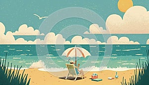 Beachside Bliss An Illustration of a Relaxing Day. Generative AI
