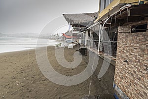 Beachside buildings at San Juan del Sur Nicaragua during a rain shower