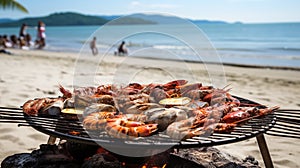Beachside Grill with fresh seafood.AI Generated