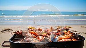 Beachside Grill with fresh seafood.AI Generated photo