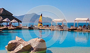 Beachside pool overlooking Venados Island on the Pacific Ocean in Mazatlan, Sinaloa, Mexico. photo