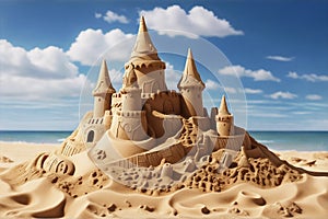 A beachside wonderful unreal sandcastle - epitomizing seaside vacation joy