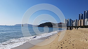 Beachtime winter beach Busan southkorea photo