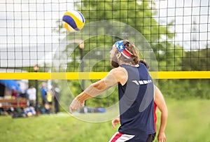 Beachvolley ball player forearm pass