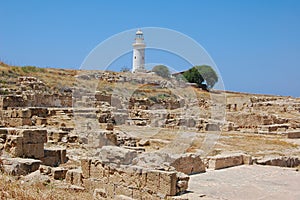 Beacon on a background of ruins in Paphos