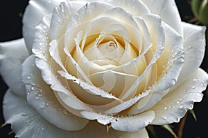 Beacon of Light: Water Droplets Glittering on a Pale White Rose