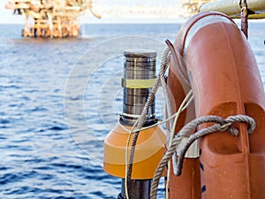 A beacon locator tied to a lifebuoy photo