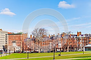 Beacon street corner view from Boston Common park