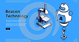 Beacon technology isometric banner with robot