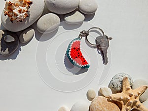 Bead colorful key chain and stones